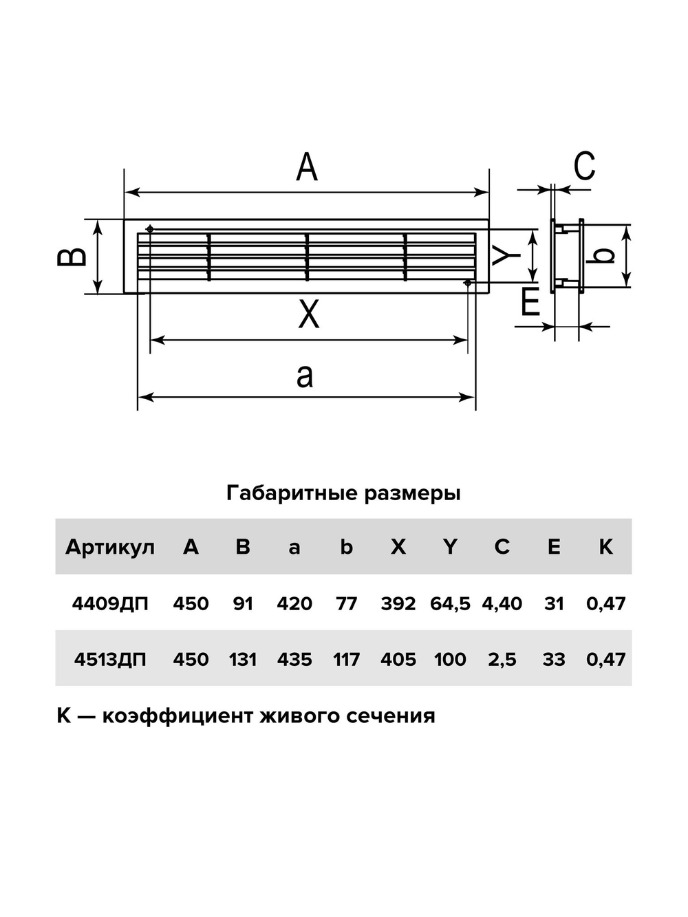 Решетка вентиляционная ДП фланец 432х117 переточная 450х131 пластик коричневый ERA