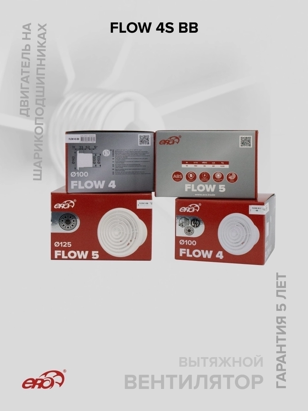 Вентилятор накладной FLOW D100 сетка двигатель BB ERA