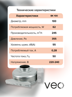 Вентилятор канальный BK D100 центробежный