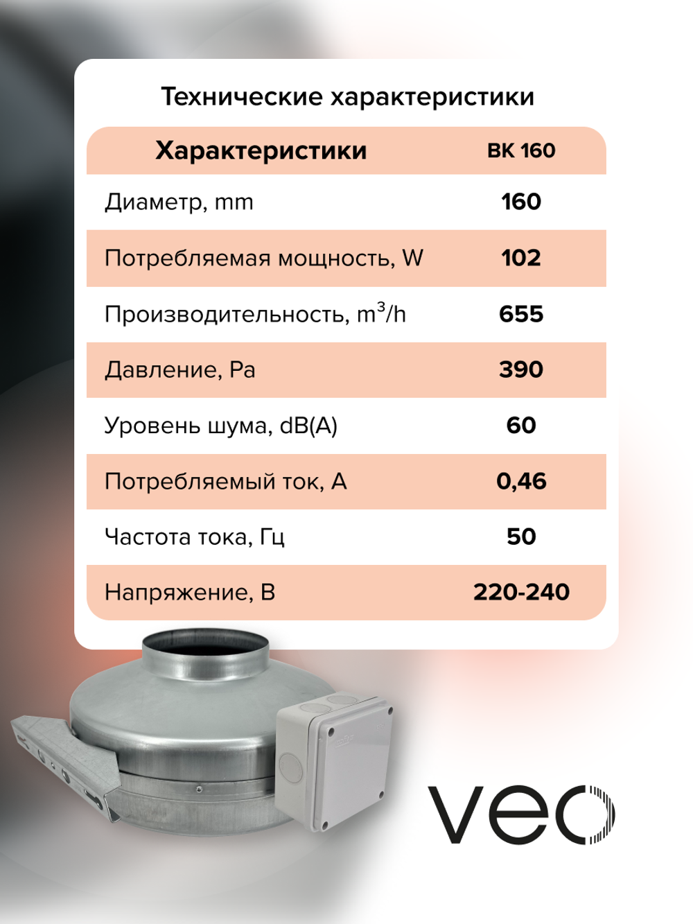 Вентилятор канальный BK D160 центробежный