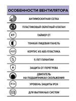 Вентилятор накладной E D100 сетка обр.клапан ET ERA