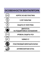 Вентилятор накладной NEO D100 сетка обр.клапан ET ERA