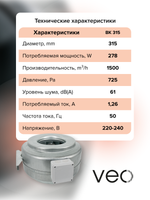 Вентилятор канальный BK D315 центробежный
