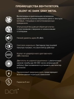 Вентилятор накладной SILENT D100 обр.клапан темно-серый металлик DICITI
