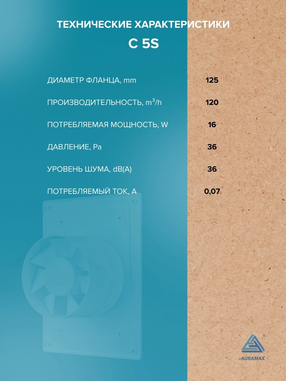 Вентилятор накладной C D125 сетка AURAMAX