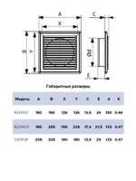 Решетка вентиляционная RF. фланец D100 разъемная 150x150 пластик ERA