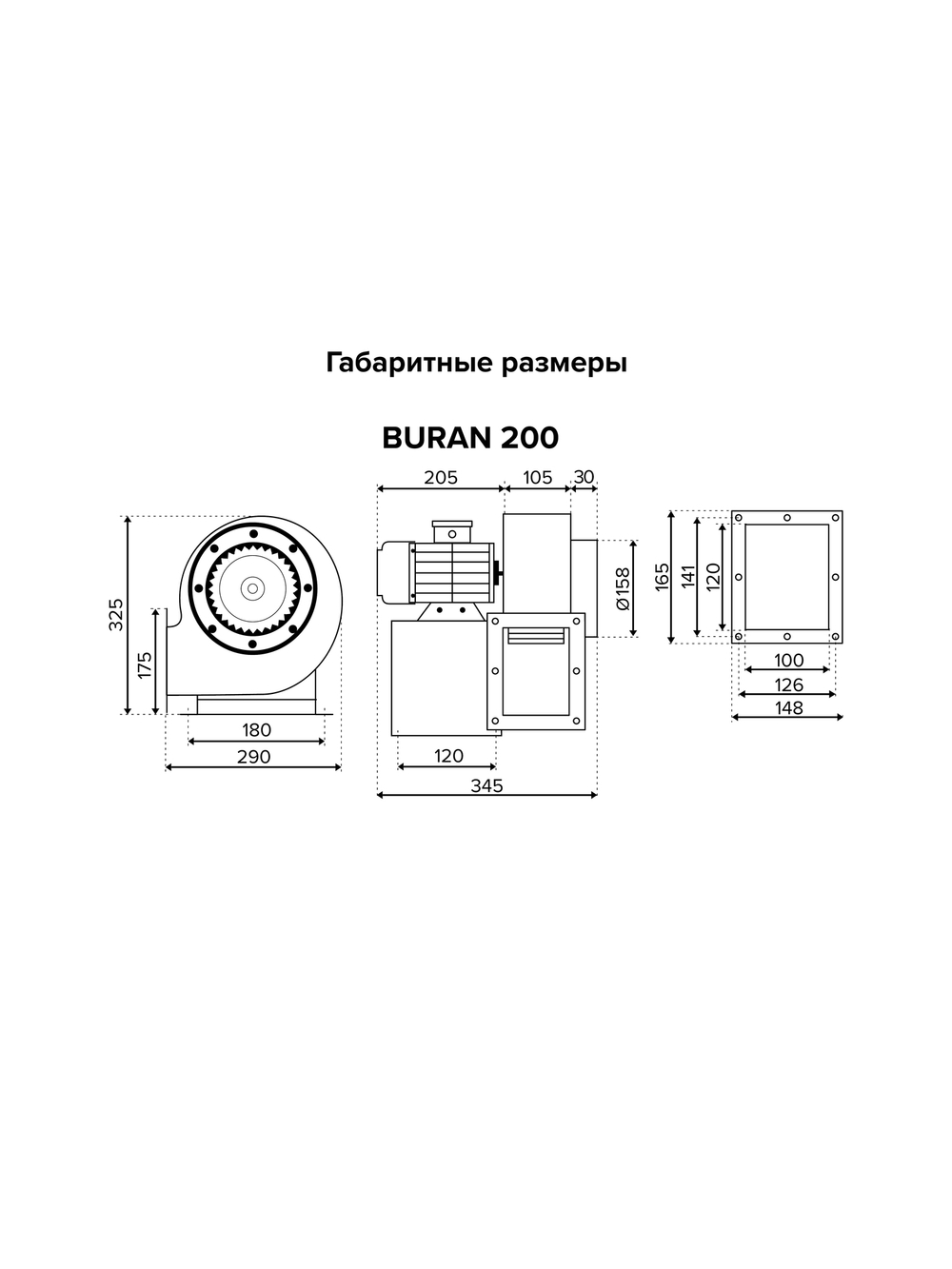 Вентилятор радиальный BURAN 200 220V Лв0 2полюс ERA PRO