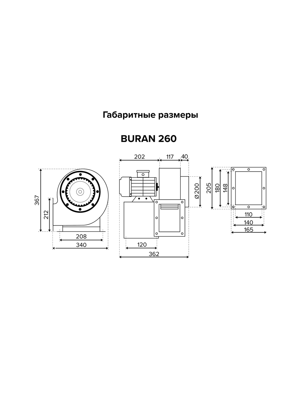 Вентилятор радиальный BURAN 260 220V Лв0 4полюс ERA PRO
