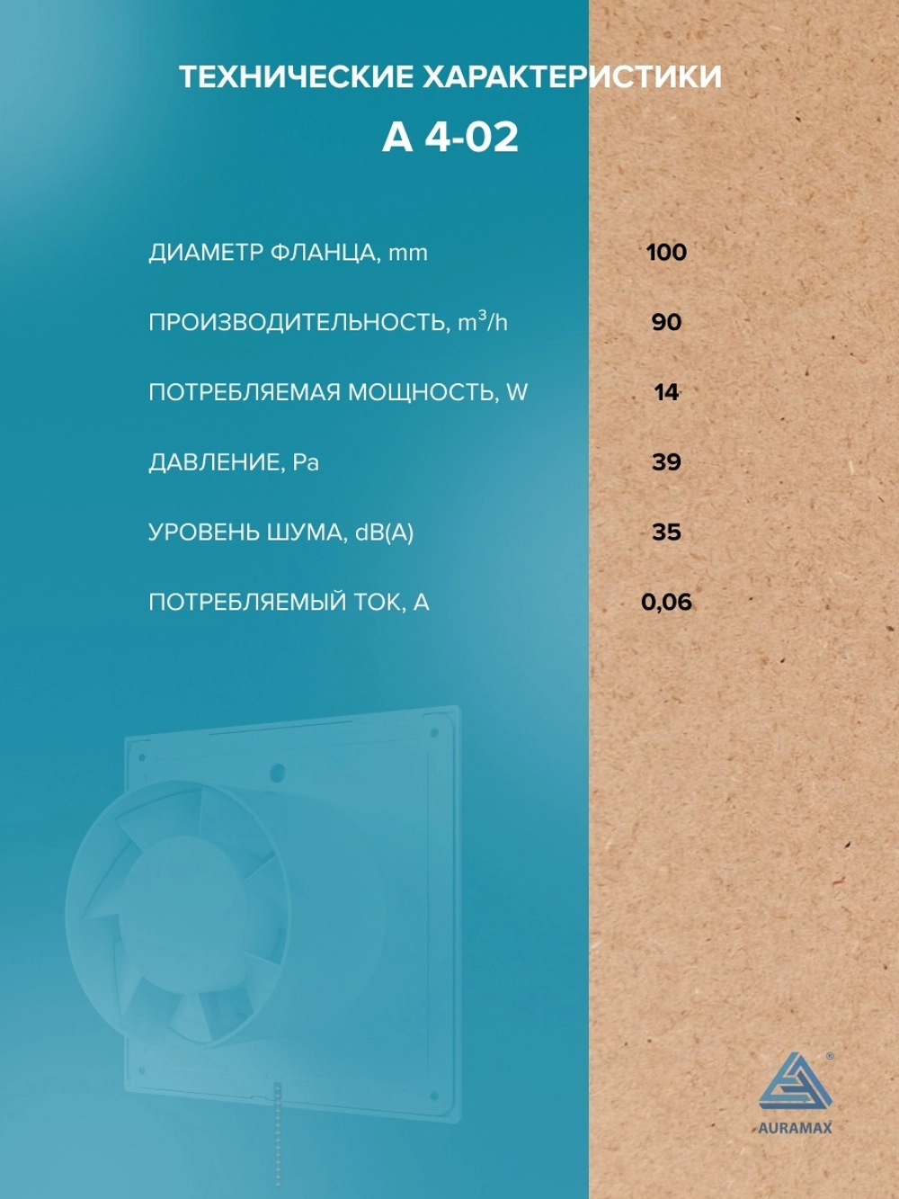 Вентилятор накладной A D100 тяг.выкл. AURAMAX