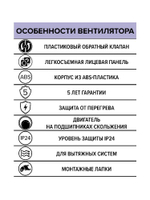 Вентилятор накладной WAVE D120 обр.клапан ERA