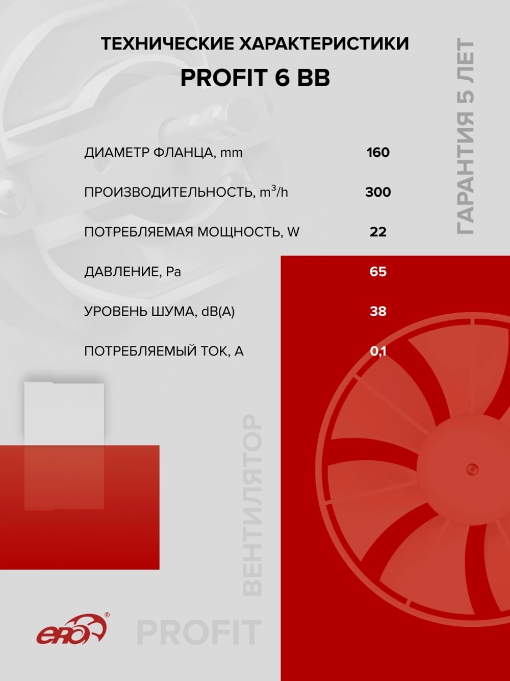 Вентилятор канальный PROFIT D160 осевой двигатель BB ERA