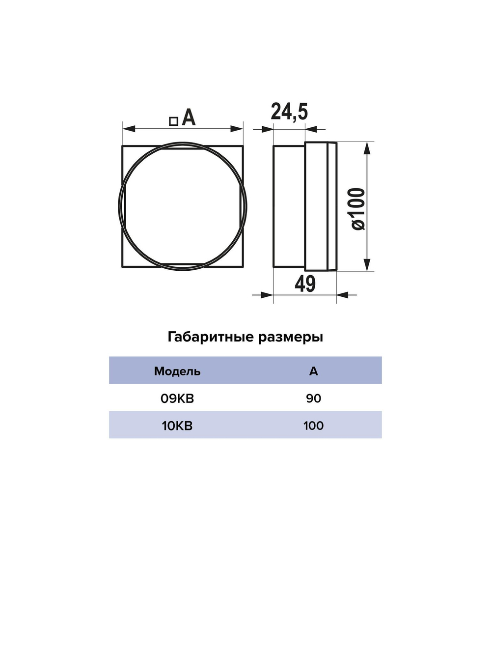 Переходник КВ D100 90х90 пластик ERA