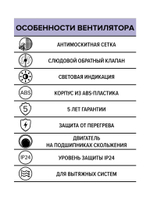 Вентилятор накладной STANDARD D100 сетка обр.клапан ERA