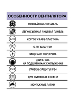 Вентилятор накладной WAVE D100 тяг.выкл. ERA